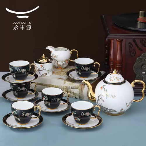 国瓷永丰源石榴家园陶瓷咖啡杯套装礼品高档中秋礼物咖啡杯碟礼盒 - 图1
