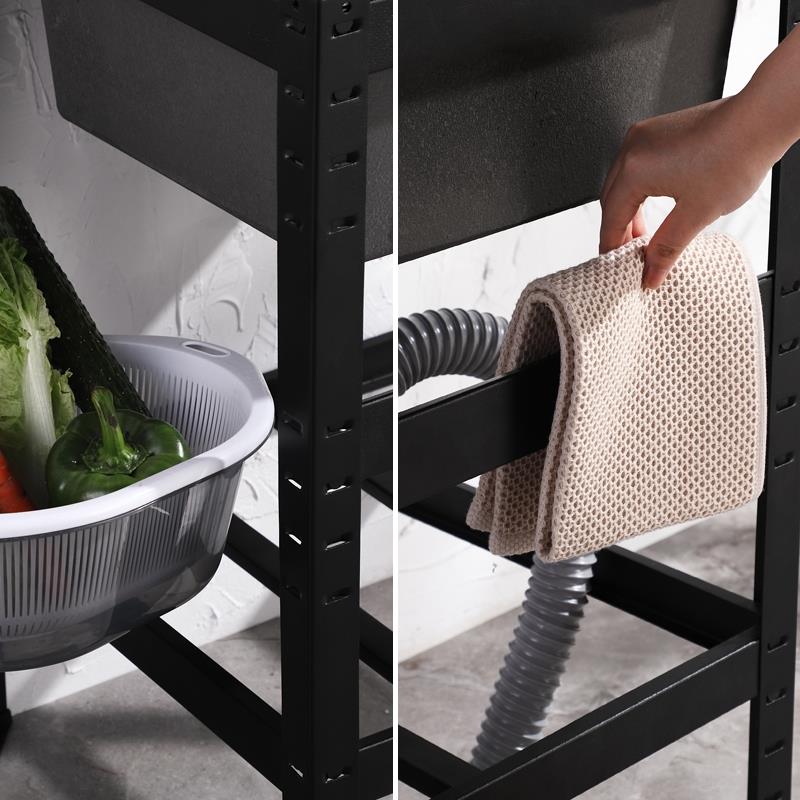 厨房加厚304不锈钢水槽简易带支架洗手盆家用水池洗菜盆洗碗池 - 图2