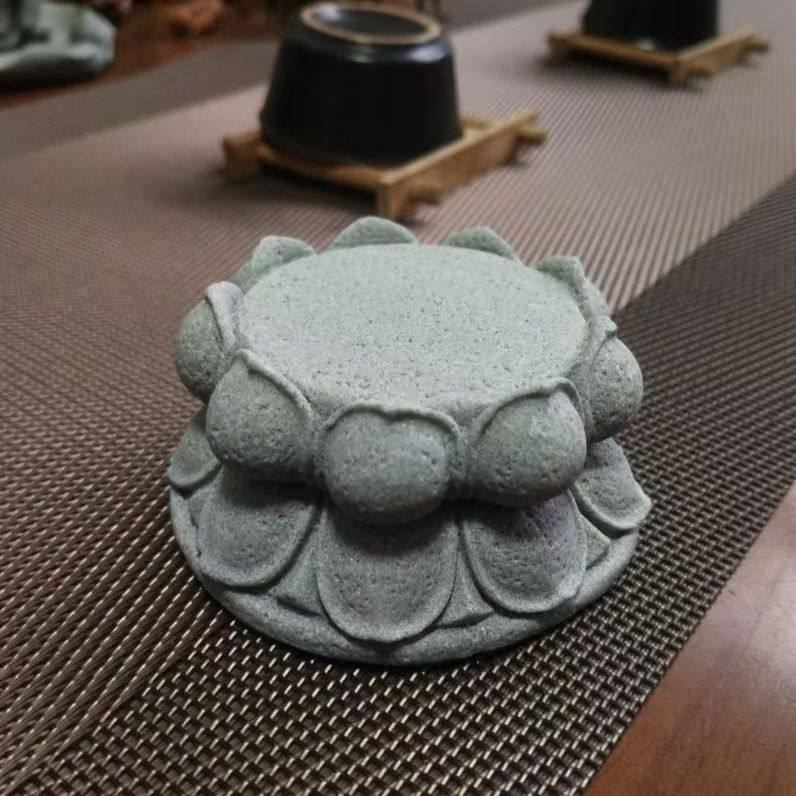 青砂石创意莲花台底座加高石头座中式盖置茶托杯垫书房镇纸桌摆件,淘宝优惠券,粉丝福利购,淘宝优惠卷