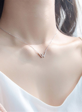 字母纯银ins小众设计轻奢锁骨链