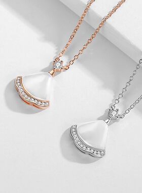 扇形贝母纯银小裙子项链