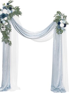 跨境2花2纱4件套婚礼拱形门仿真玫瑰花牡丹白色结婚装饰场景布置