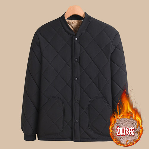 中老年人男士棉袄外套爸爸冬季加绒加厚棉衣内胆宽松爷爷保暖棉服 - 图0