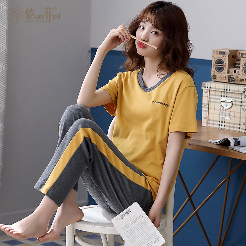 夏季短袖长裤纯棉两件套2022年睡衣 佐菲睡衣/家居服套装