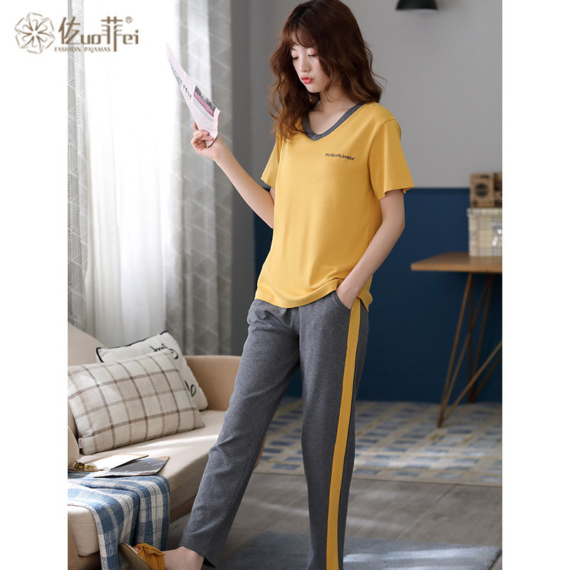夏季短袖长裤纯棉两件套2022年睡衣 佐菲睡衣/家居服套装