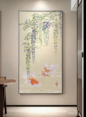 原木风禅意竹子入户壁画新中式