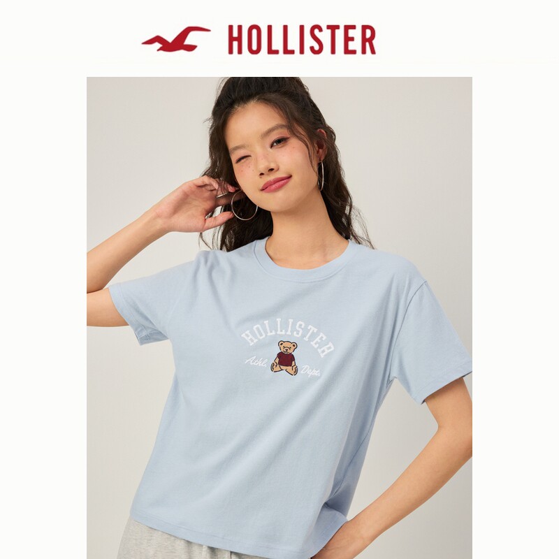 【热销小熊T】Hollister25夏新款甜辣LOGO棉质T恤女装357-5001