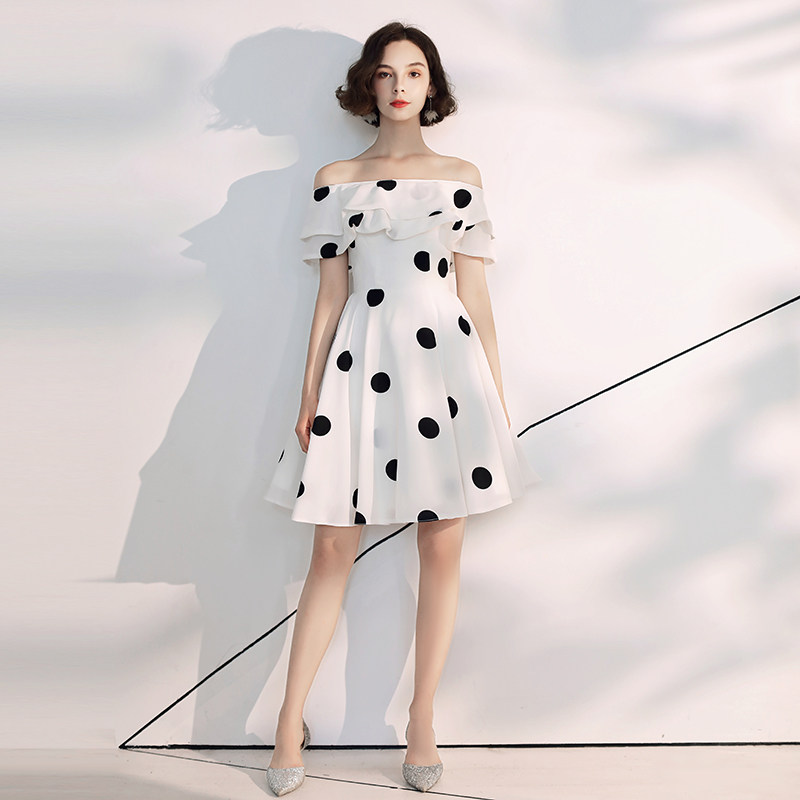 法式宴会晚礼服女新款波点连衣裙 菲格菲依礼服/晚装