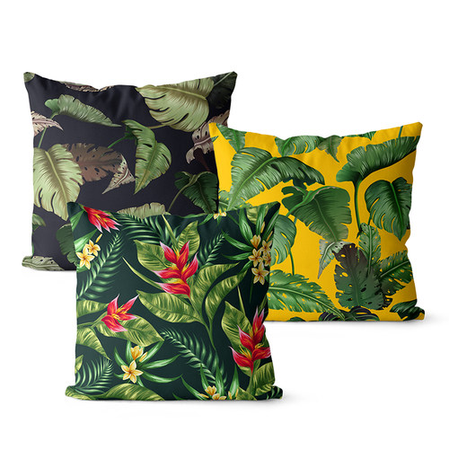 热带雨林棉麻沙发抱枕客厅装饰双面图案植物花卉床头办公室腰靠垫 - 图2