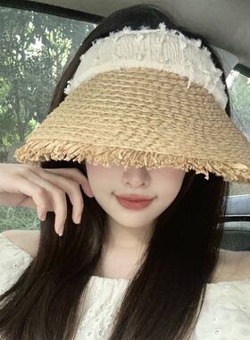 夏季空顶草帽女2026新款防紫外线遮阳女帽海边度假出游防晒太阳帽