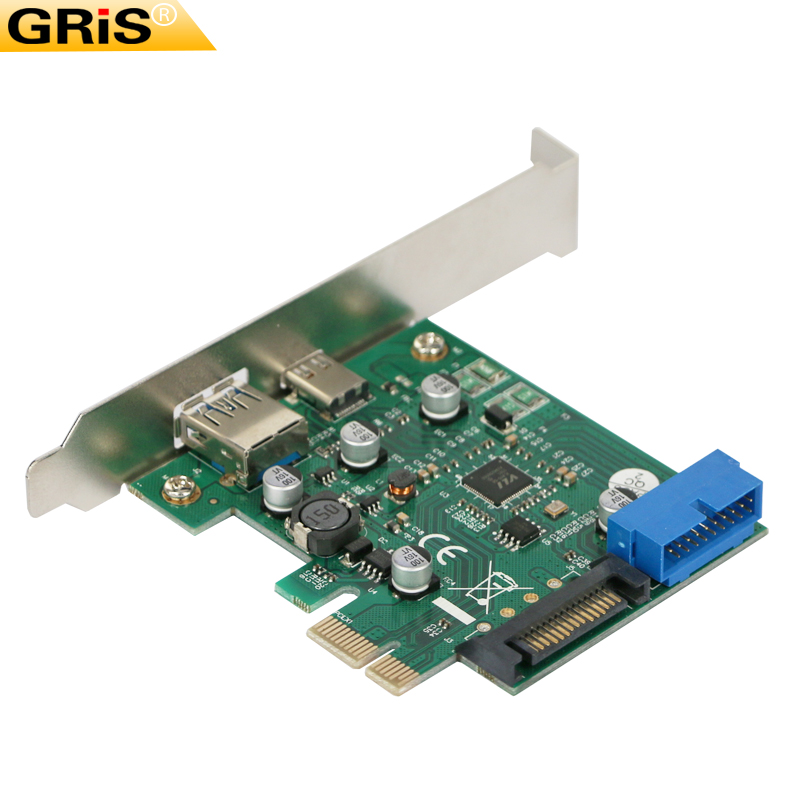 GRIS PCI-E TYPE-C3.1 USB连接卡台式机快充电2.4A前置面板转换器 - 图2