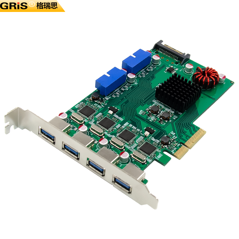 GRIS 8口PCI-E转3.0扩展卡台式机电脑前置面板USB连接线19P转换器 - 图1