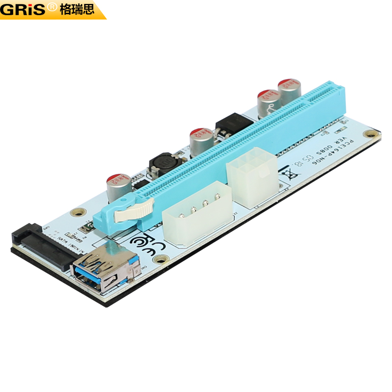 GRIS PCI-E X1转X16显卡延长线USB 3.0防烧设计15P供电4加强008S - 图1