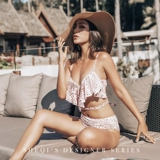 Купальник, сексуальный брендовый кружевной белый раздельный бюстгальтер пуш-ап для плавания, популярно в интернете