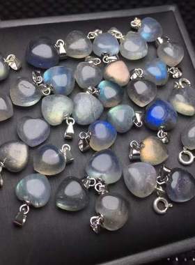 好记水晶彩拉长爱心小吊坠s925银扣镶嵌小众个性复古高级感随机发