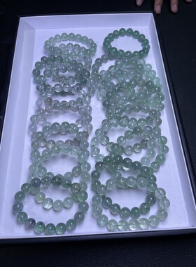 绿莹石蓝兔毛黑发手串海蓝宝水晶手链能量手串