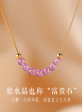 普陀山紫水晶项链女款925银锁骨链小众平安颈链礼物