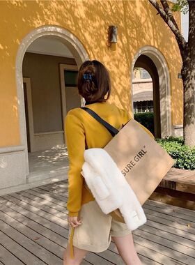 仿兔毛毛围巾女秋冬季加厚保暖韩版可爱贴标交叉毛绒围脖套毛领子