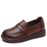 Комфортная обувь для матери для кожаной обуви, осенняя, из натуральной кожи, для среднего возраста, мягкая подошва