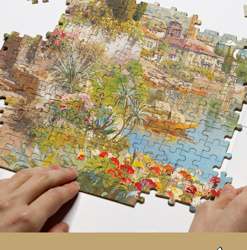 拼图1000片油画夏日湖畔ins风景治愈系名画500成人300可带框 - 图2