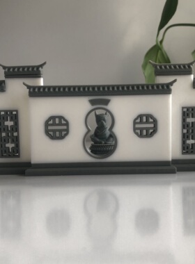 微景观微派半月墙古建筑微缩景观摆件月洞门水陆缸造景桌面新中式