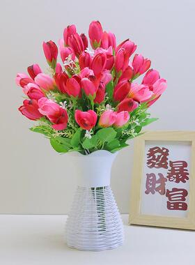 郁金香玫瑰仿真花束装饰品