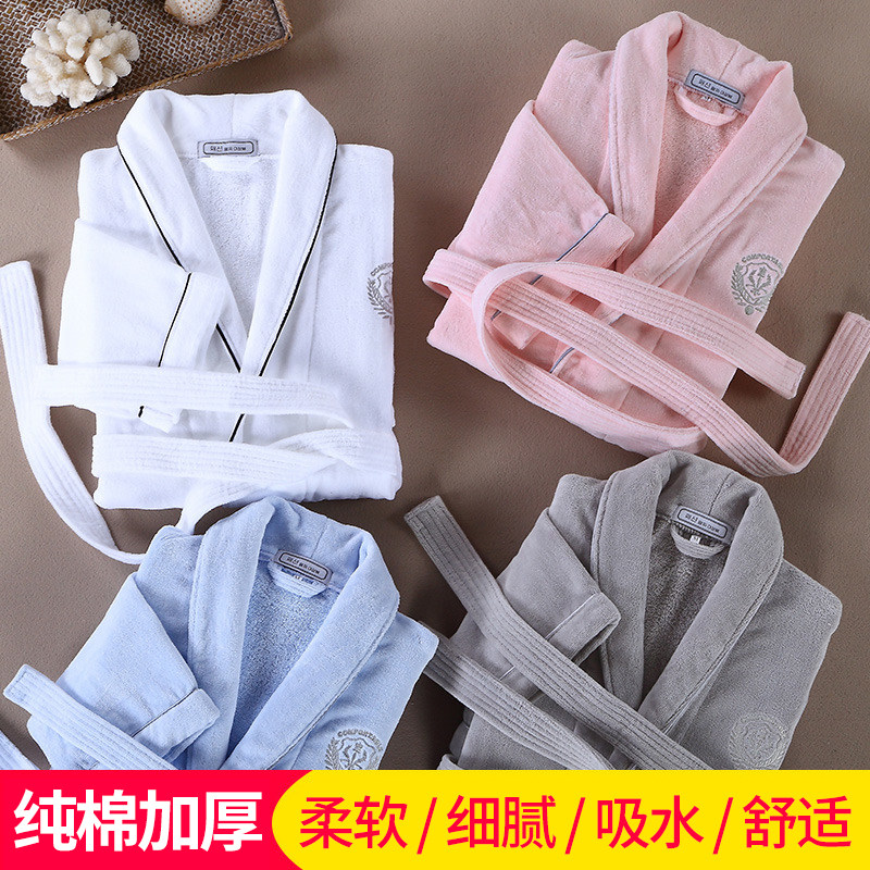 秋冬情侣加长款纯棉男士割绒冬浴袍 美凤凰睡袍/浴袍