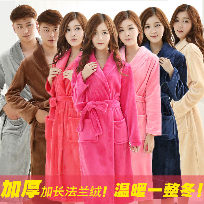 冬季情侣加长款男士秋法兰绒睡衣 美凤凰睡袍/浴袍
