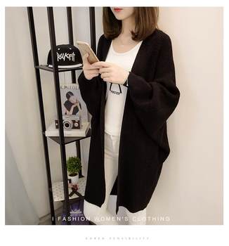 Bat-sleeve Cardigan Sweater Jacket Women's Mid-Length 2024 Spring Autumn Winter New Korean Style Loose Knitwear Thickened