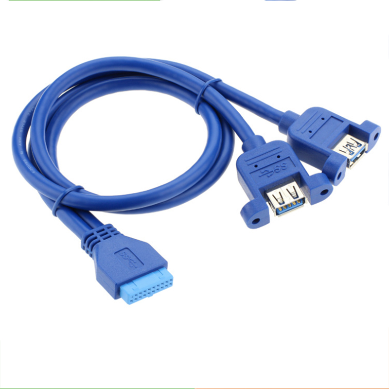 hbodier适用于USB3.0数据线主板20p转双usb3.0 AF 转接线带耳朵0.5米 - 图0