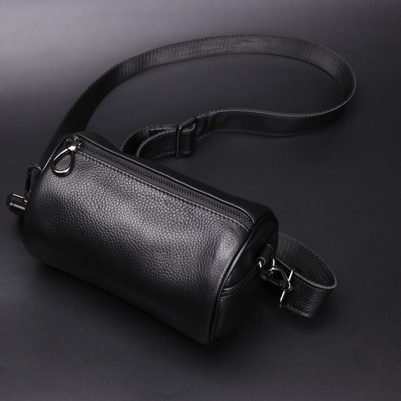 男ins日韩潮流圆筒头层牛皮斜挎包 帕克狄奥男士包袋