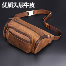 Han Edition Tide Large Capacity Genuine Leather Man Purse Fashion Crazy Mapleather Head Layer Cow Leather Chest Bag Multifunction Business Zero Wallet