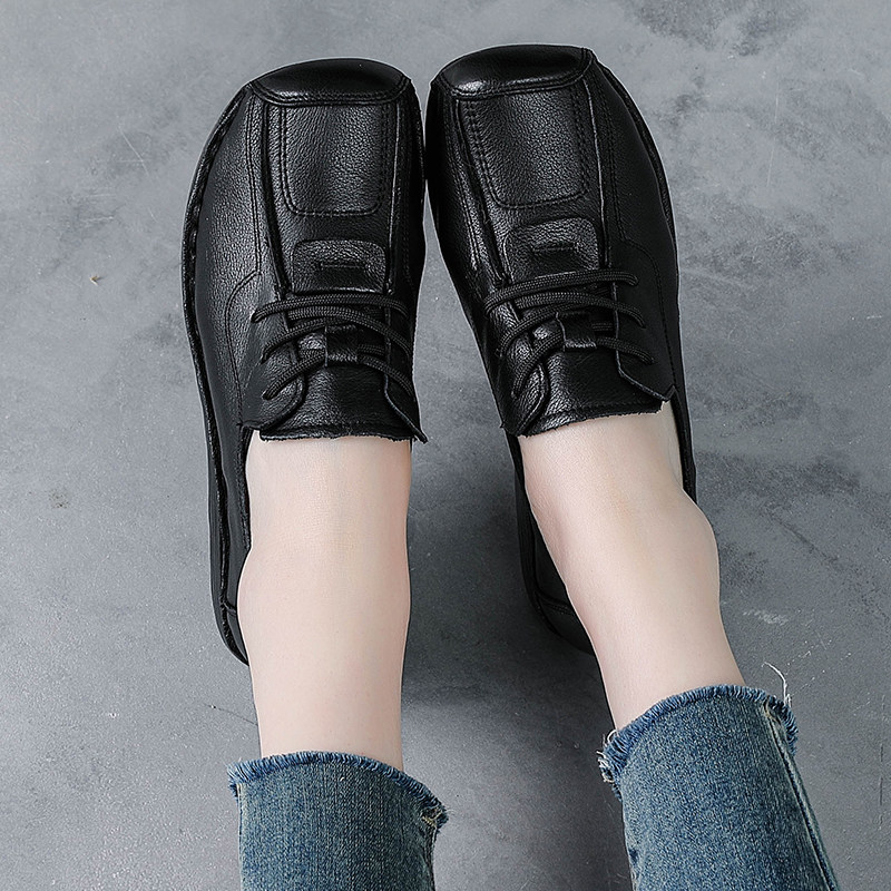 头层牛皮厚底坡跟软底防滑妈妈鞋春秋款真皮皮鞋女牛筋底复古单鞋,淘宝优惠券,粉丝福利购,淘宝优惠卷