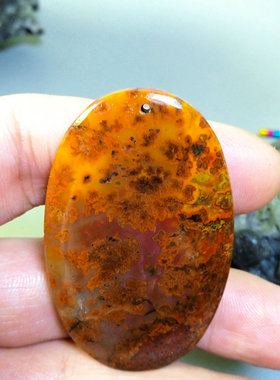 姹紫嫣红满堂红 精品红花 天然正宗宣化战国红玛椭圆牌子吊坠