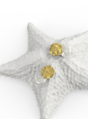 与“众神记”的珍珠之约~超美组合~叠戴珍珠花瓣项链/耳钉 套系感