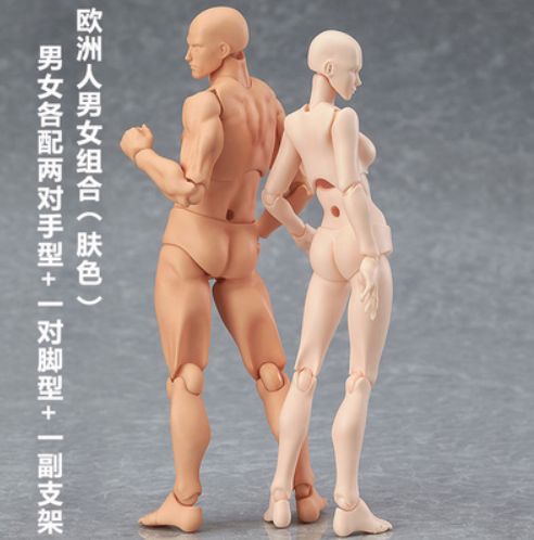 figma素体美术人体模型玩具日本人偶关节可动成人绘画肌肉shf素体_虎窝淘