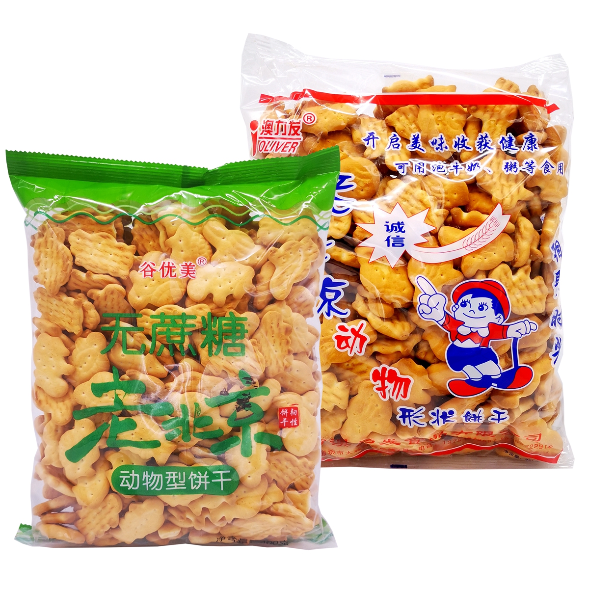 谷优美老北京动物饼干无蔗糖饼干怀旧零食老味道韧性饼干400克袋 - 图0