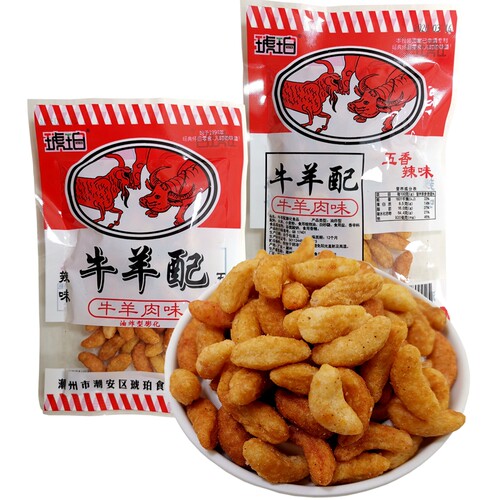 80后怀旧零食牛羊肉味配五香辣味22g小袋90g大袋装休闲膨化食品 - 图3