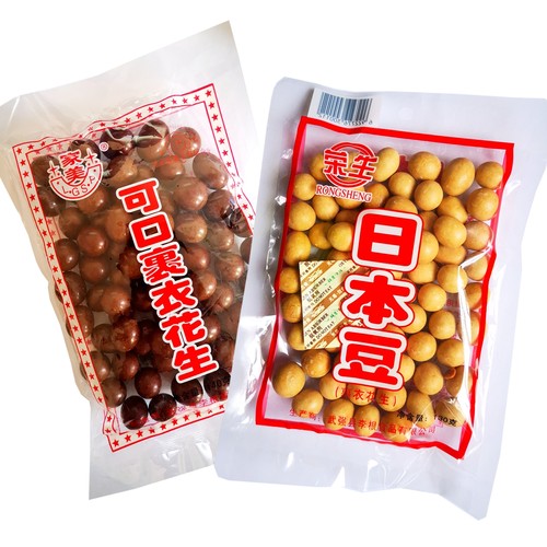 河北荣生日本豆130g*4袋起驴皮豆80后怀旧零食裹衣花生休闲鱼皮豆 - 图0