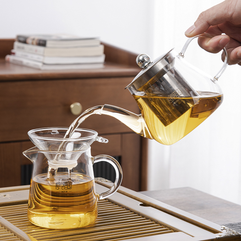 玻璃茶具套装家用客厅功夫茶杯办公室会客实木茶盘茶道透明泡茶壶