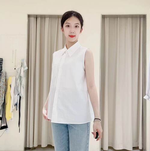 TKY SHOP女士简约时尚无袖衬衫上衣10I1JA05F139 - 图0