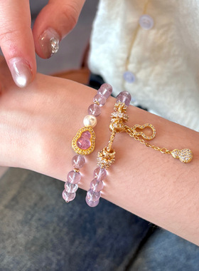 鎏金岁月 天然黄水晶葫芦手链女款轻奢小众高级感手串配饰