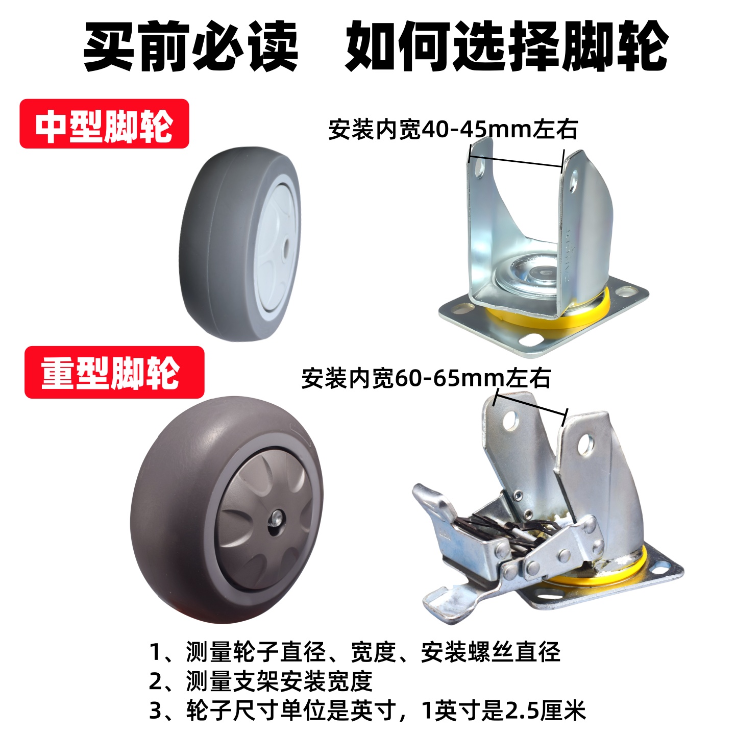 PU5寸4寸3寸静音脚轮推车轮子橡胶轮子手推车轮子平板车轮轱辘 - 图1