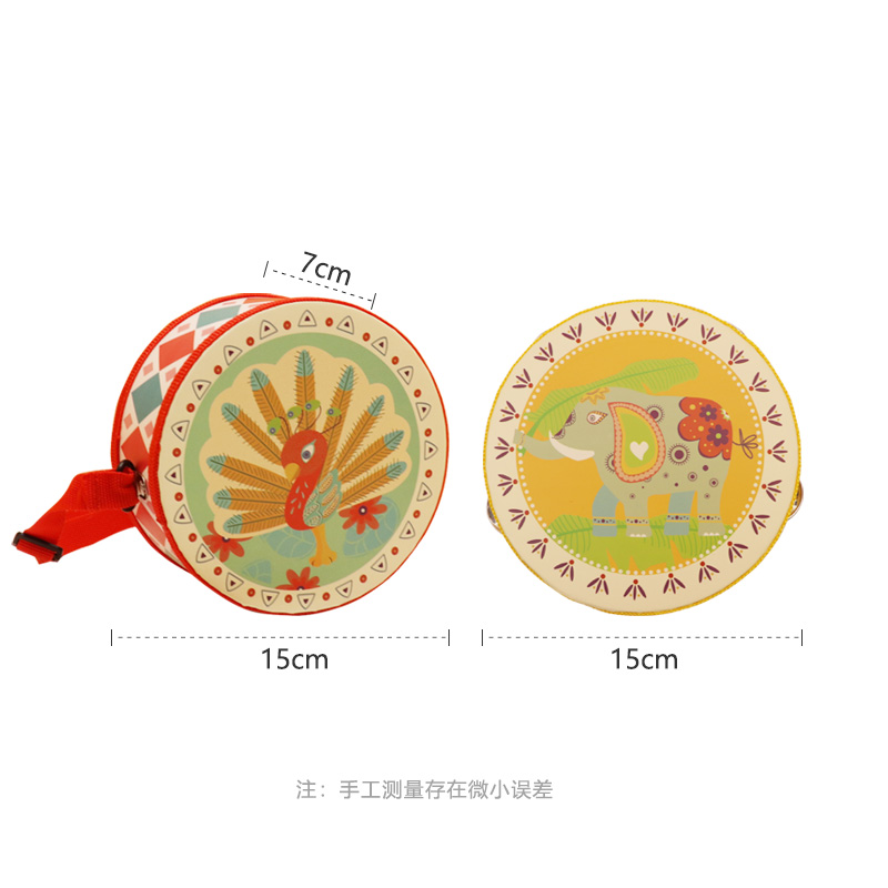 宝宝手敲鼓木制双面鼓儿童打击乐器军鼓手拍铃鼓早教音乐玩具小鼓-图2