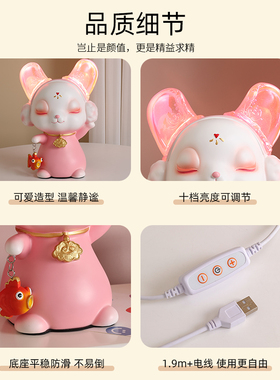 兔子可爱小夜灯卧室客厅摆件