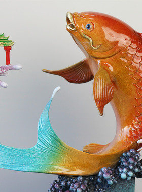 乔迁开业礼物鲤鱼跃龙门摆件全铜