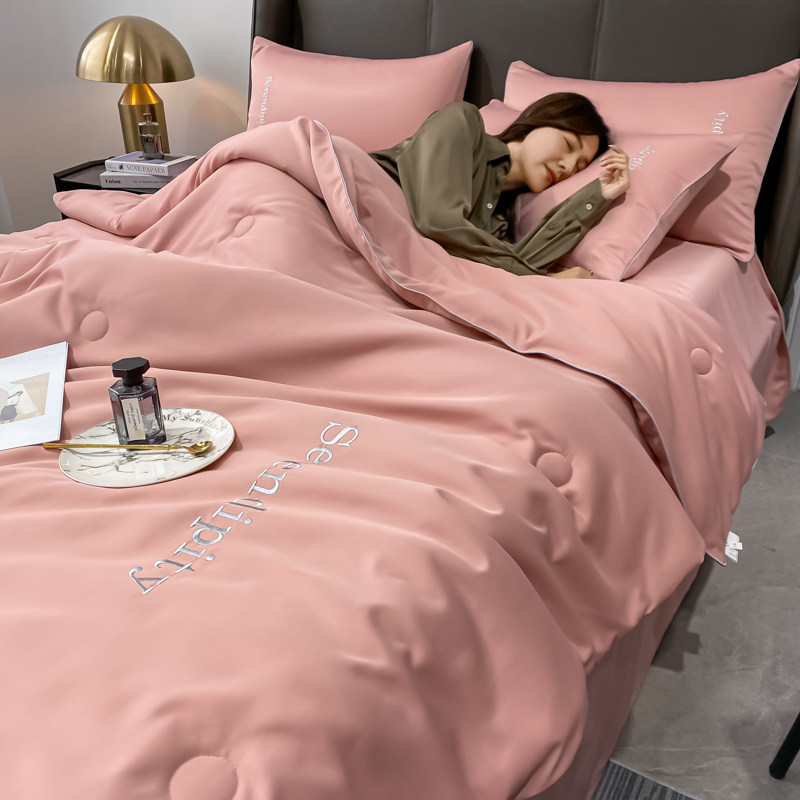 大豆纤维冰丝四件套可水洗天薄被子 艾云化纤被