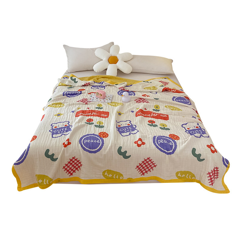 全棉六层纱布单双人夏季毛巾毯子 艾云休闲毯/毛毯/绒毯