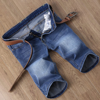 Summer ບາງສ່ວນຜູ້ຊາຍກະທັດຮັດສີດໍາ denim ສັ້ນຜູ້ຊາຍບວກຂະຫນາດ 5 ຈຸດກາງ pants pants breeches jeans ແນວໂນ້ມ