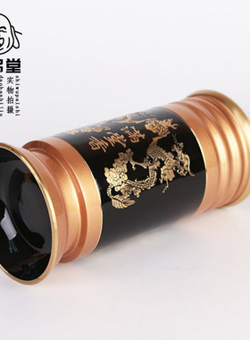 佛具 佛用品 台湾 纯铜 金丝光身 双龙 插香香筒 香插 立香筒